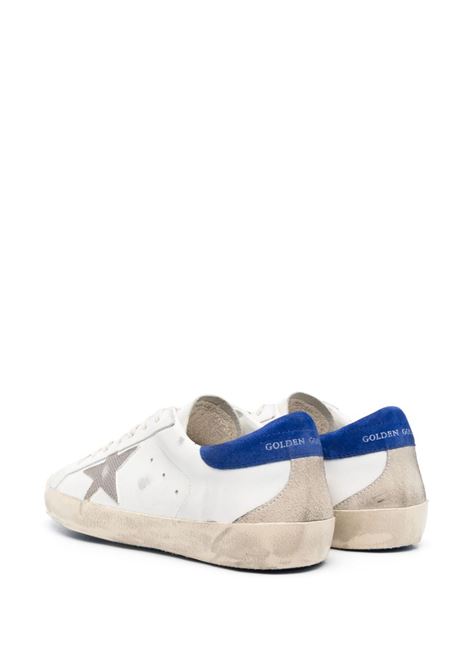 White, grey and blue Super-Star distressed leather sneakers - men GOLDEN GOOSE | GMF00102F00479711554