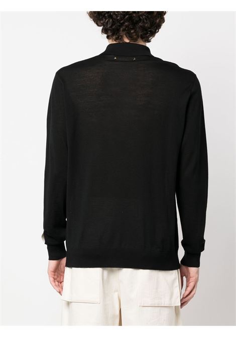 Black long-sleeve knitted polo shirt - men GOLDEN GOOSE | GMP01353P00104190100