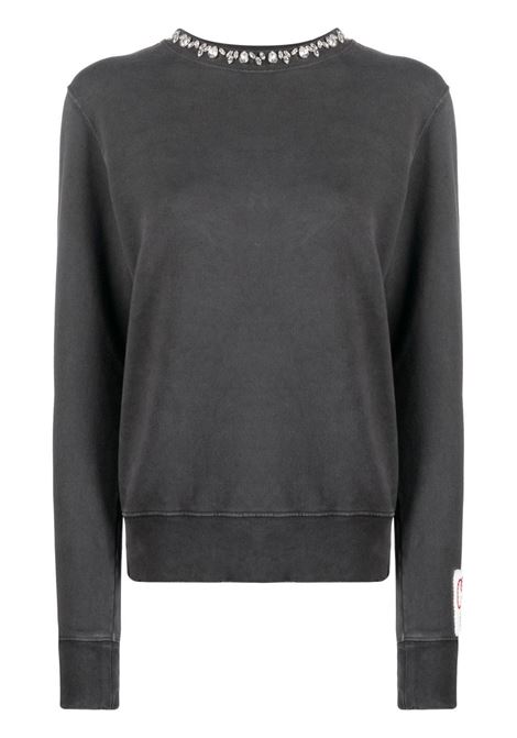 Grey crystal-embellished crew-neck sweatshirt - women GOLDEN GOOSE | GWP01223P00067260318