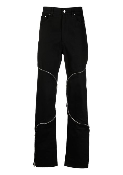 Jeans dritti con zip in nero - uomo