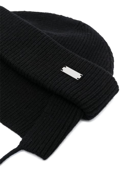 Black Chime knitted beanie - unisex HELIOT EMIL | HE1641W01BLK01