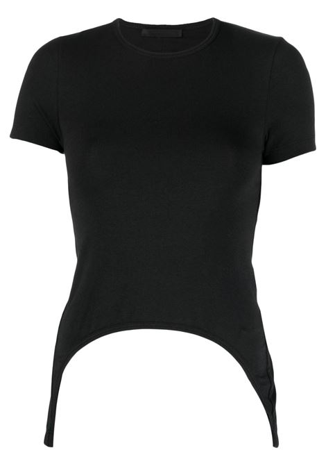 Black curved-hem cut-out t-shirt - women HELMUT LANG | N05HW506001