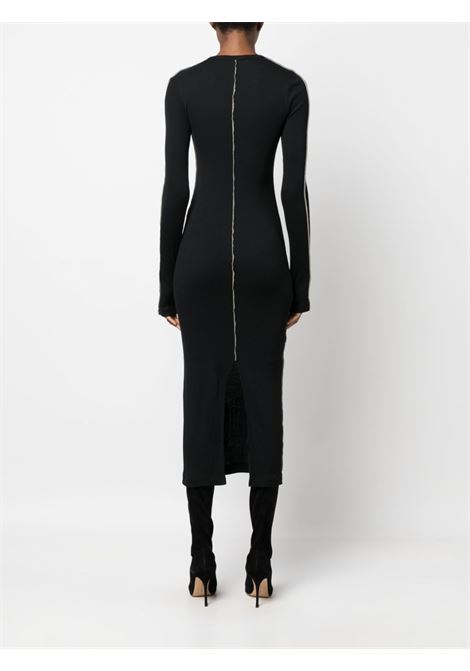 Black long-sleeve cotton midi dress - women HELMUT LANG | N05HW604YVM