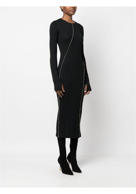 Black long-sleeve cotton midi dress - women HELMUT LANG | N05HW604YVM