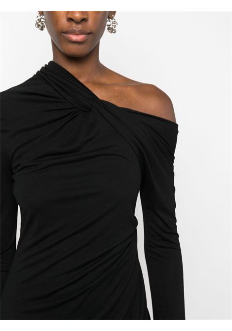 Black off-shoulder twisted minidress - women HELMUT LANG | N05HW606001