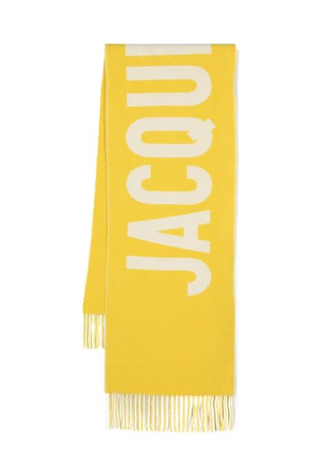Yellow intarsia-knit logo scarf - unisex JACQUEMUS | 226AC4355007250