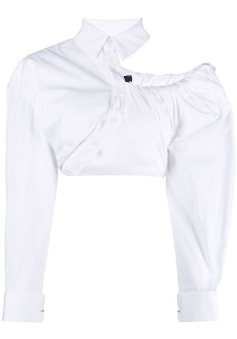 White La Galliga asymmetric cropped shirt - women JACQUEMUS | 233SH0371454100