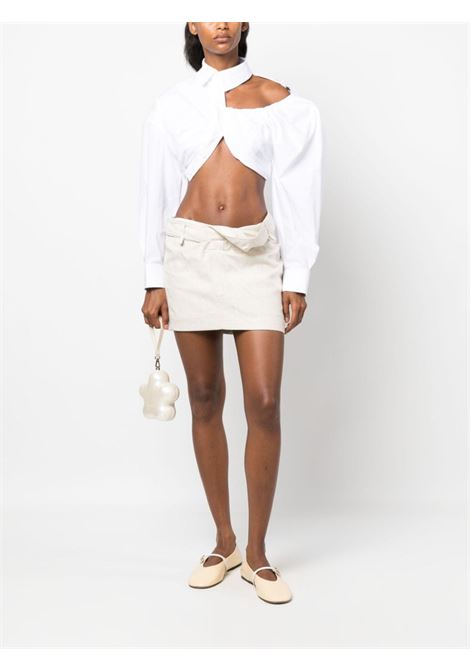 White La Galliga asymmetric cropped shirt - women JACQUEMUS | 233SH0371454100