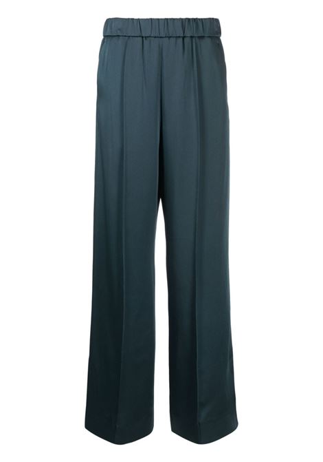Petrol blue elastic-waist satin trousers - women JIL SANDER | J02KA0181J76018019