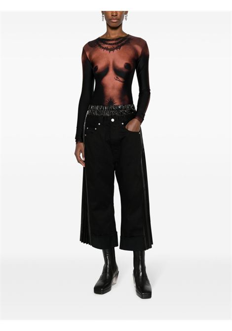 Black pleated-edge cropped wide-leg jeans - women JUNYA WATANABE | JLP1012
