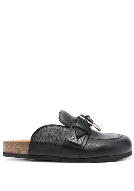 Black padlock-detail leather mules - men JW ANDERSON | ANW41015A18100999