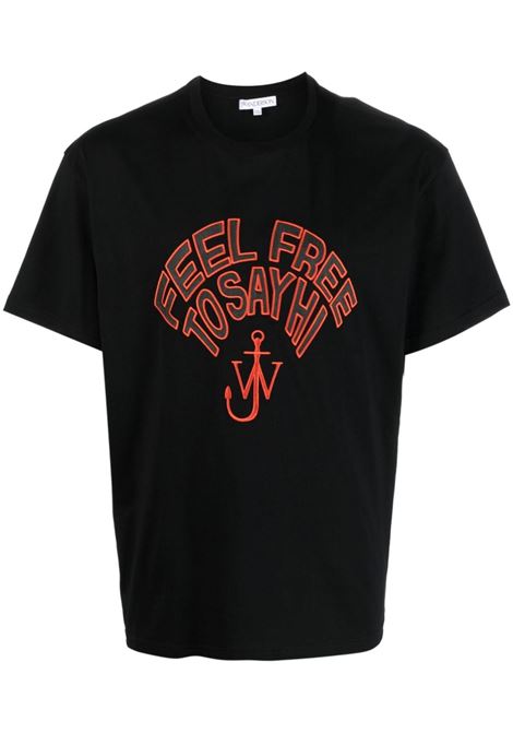 T-shirt con ricamo in nero - uomo JW ANDERSON | JT0172PG0772999