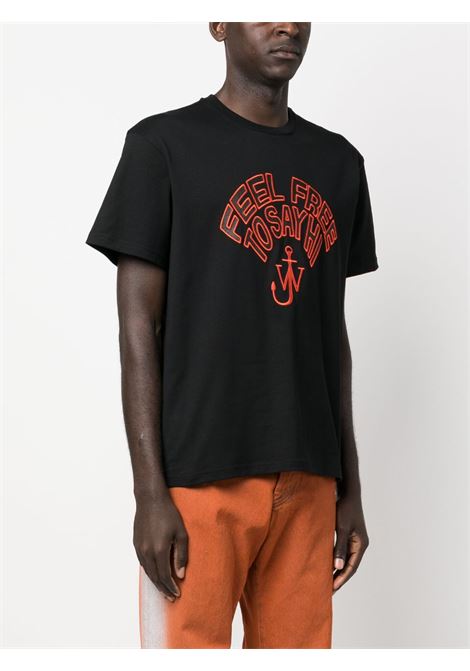 Black slogan-embroidered T-shirt - men JW ANDERSON | JT0172PG0772999