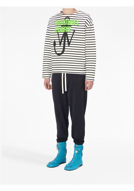 White and  black logo-print striped sweatshirt  - unisex JW ANDERSON | JW0127PG1440903
