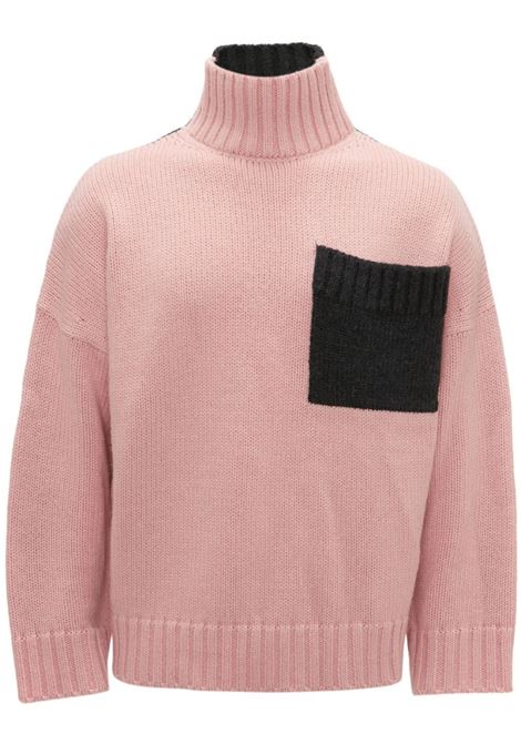 Maglione bicolore a collo alto in rosa e grigio - unisex JW ANDERSON | KW0939YN0144360