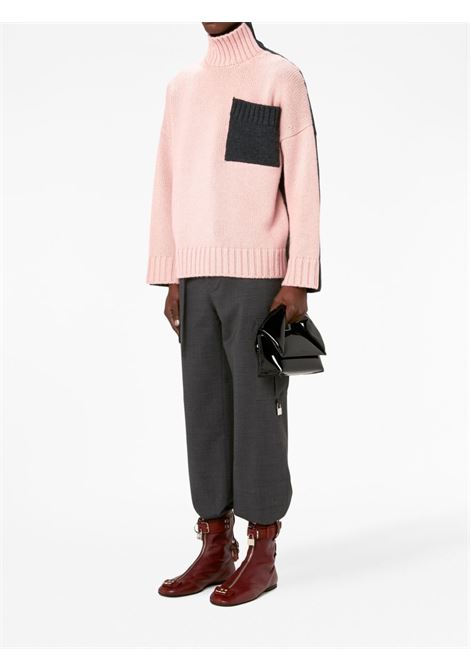 Maglione bicolore a collo alto in rosa e grigio - unisex JW ANDERSON | KW0939YN0144360