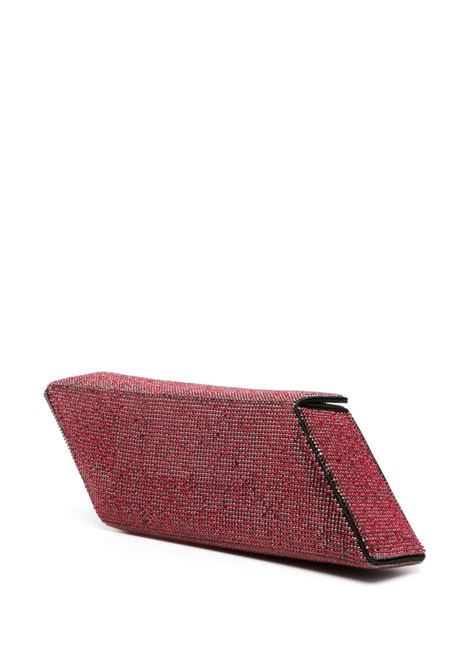 Red Parallelogram crystal-embellished clutch bag - women KARA | HB3576739
