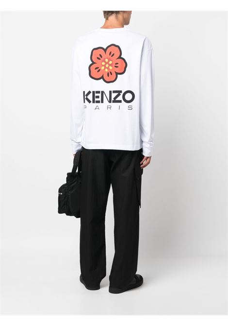 T-shirt a maniche lunghe boke flower in bianco - uomo KENZO | FD55TS4444SG01
