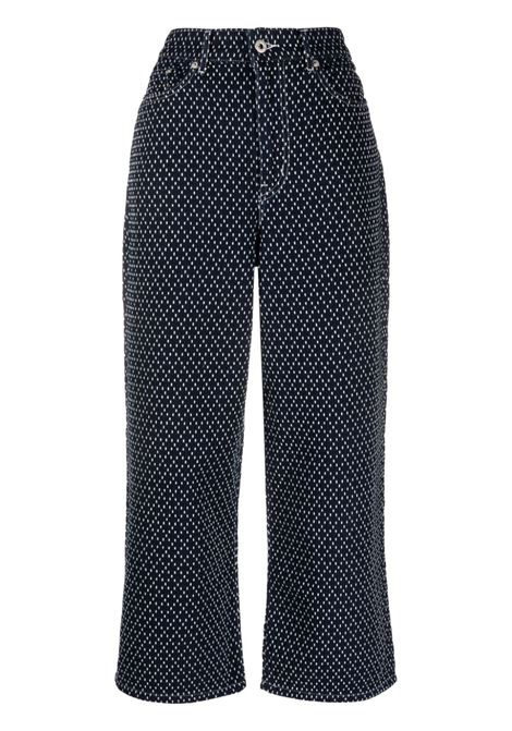 Jeans Sashiko crop con ricamo in blu - donna KENZO | Jeans | FD62DP2236I1DM