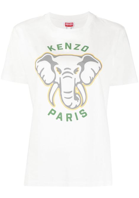 T-shirt Varsity Jungle con ricamo in bianco - donna KENZO | FD62TS0854SO02