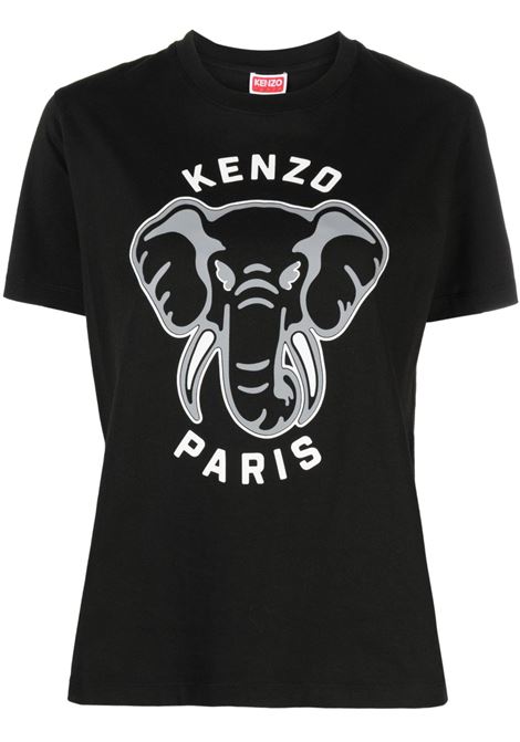 T-shirt Varsity Jungle con ricamo in nero - donna KENZO | FD62TS0854SO99J
