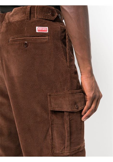 Pantaloni crop a coste in marrone - uomo KENZO | FD65PA1099CR90