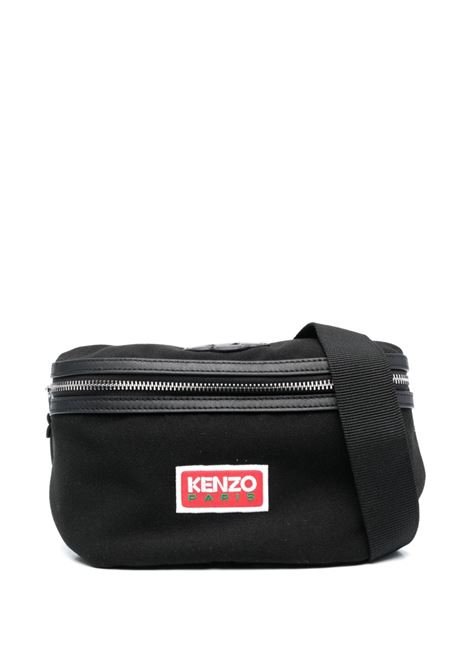 Black logo-patch canvas belt bag - unisex KENZO | FD65SA107B1099