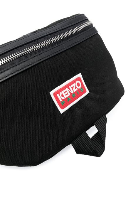 Black logo-patch canvas belt bag - unisex KENZO | FD65SA107B1099