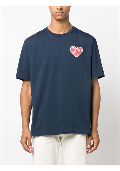T-shirt con stampa in blu - uomo KENZO | FD65TS1154SO77