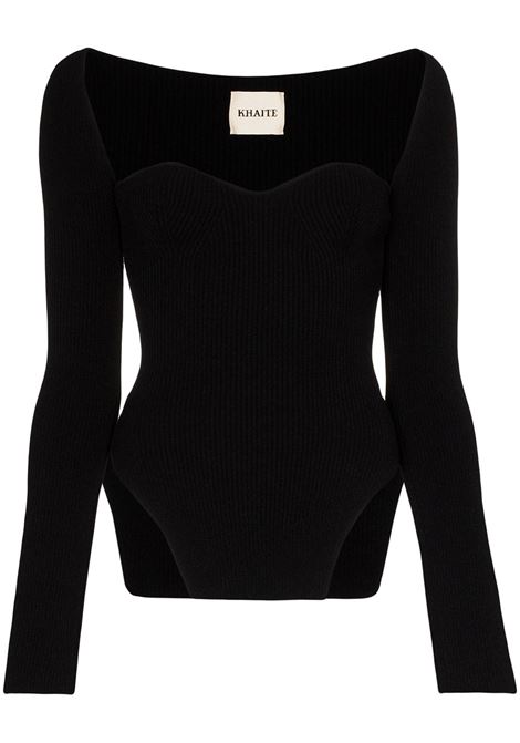 Top a coste Maddy in nero - donna KHAITE | Top | 8310400200
