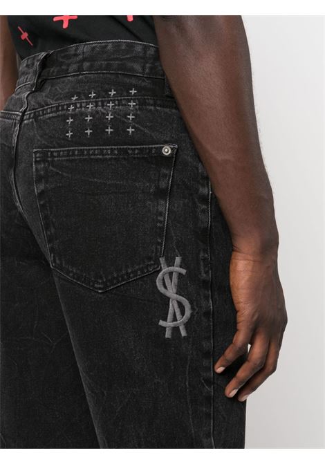 Black mid-rise straight-leg jeans - men KSUBI | MPF23DJ029BLK