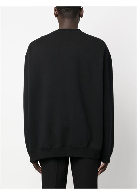Black embroidered logo crew neck sweatshirt - men LANVIN | RMSS0004J20910