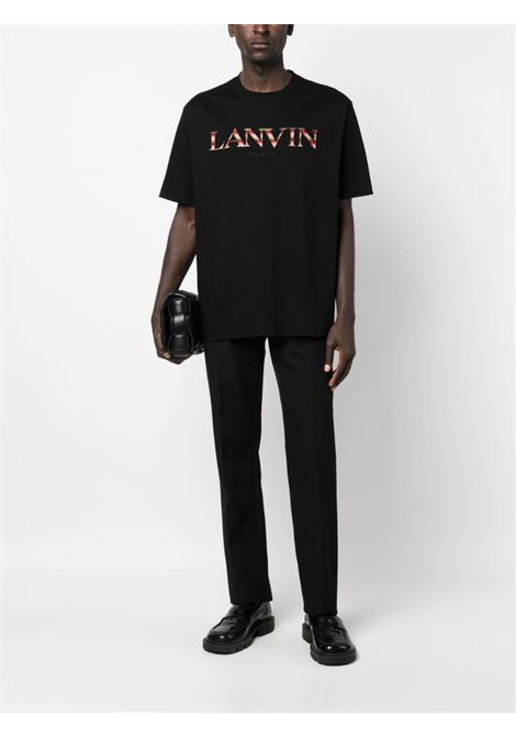 Black Curb logo-embroidered T-shirt - men LANVIN | RMTS0010J20710