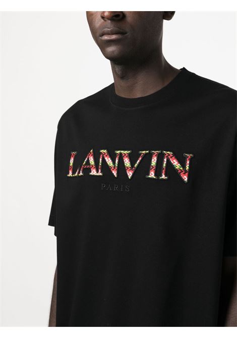 Black Curb logo-embroidered T-shirt - men LANVIN | RMTS0010J20710