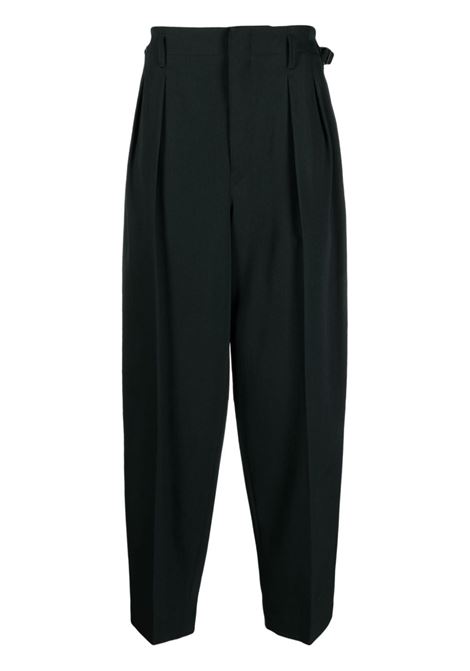 Green pleated-detail tapered trousers - men LEMAIRE | PA1042LF1123BK997
