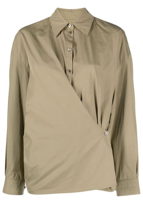 Camicia asimmetrica con incrocio in verde cachi - donna LEMAIRE | SH1032LF1106GR641