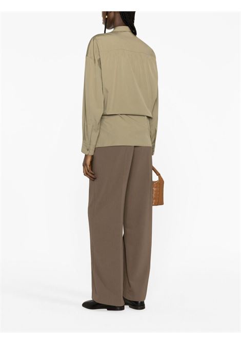 Khaki green twisted asymmetric shirt - women LEMAIRE | SH1032LF1106GR641