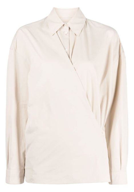 Camicia asimmetrica con incrocio in beige - donna LEMAIRE | SH1032LF1106RE303