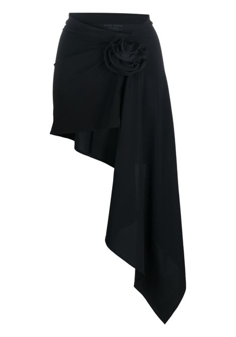 Black floral-appliqu? asymmetric skirt - women MAGDA BUTRYM | 402723BLK