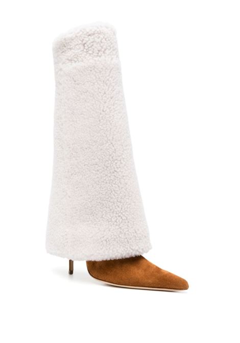 White and beige 105mm shearling folded boots - women MAGDA BUTRYM | 508923BG