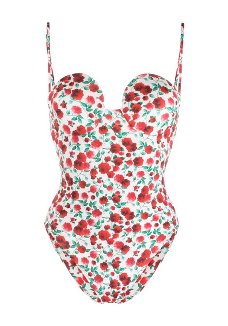 White, red and green Retro rose-print swimsuit - women MAGDA BUTRYM | 601723CRM