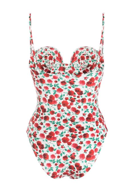 White, red and green Retro rose-print swimsuit - women MAGDA BUTRYM | 601723CRM