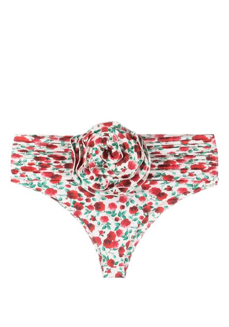Slip bikini con applicazioni floreali in bianco, rosso e verde - donna MAGDA BUTRYM | 614723CRM