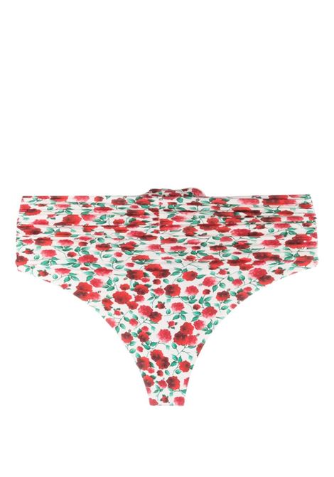 Slip bikini con applicazioni floreali in bianco, rosso e verde - donna MAGDA BUTRYM | 614723CRM
