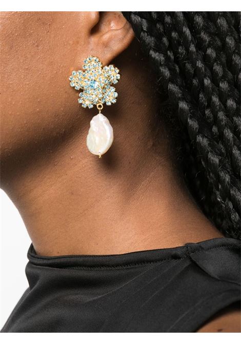 Gold Flower crystal-embellished pearl drop earrings - women MAGDA BUTRYM | 907723GLD