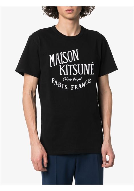 Black Palais Royal logo print T-shirt - men MAISON KITSUNÉ | AM00100KJ0008P199