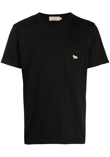 Black logo-patch short-sleeved T-shirt - men MAISON KITSUNÉ | GM00116KJ0008P199