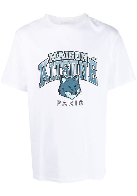 T-shirt con stampa in bianco - uomo MAISON KITSUNÉ | LM00112KJ0035P100