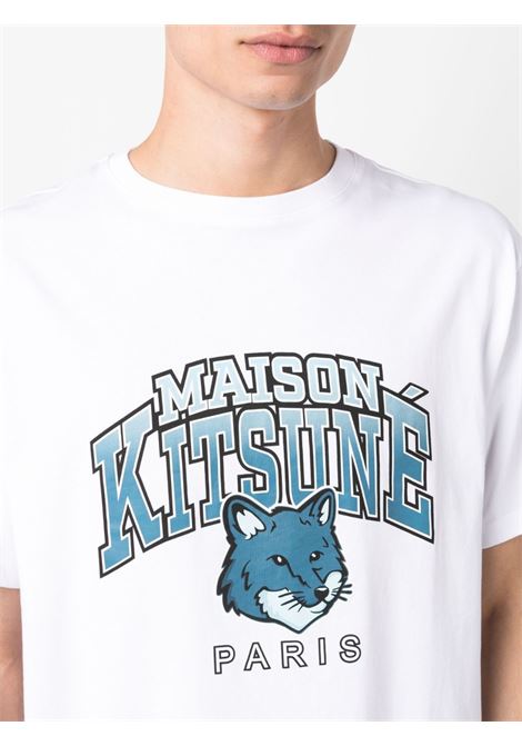 White logo-print T-shirt - men MAISON KITSUNÉ | LM00112KJ0035P100