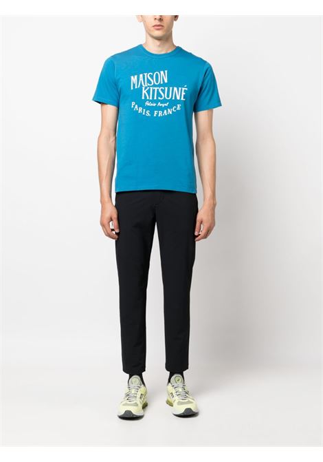 Blue logo-print T-shirt - men MAISON KITSUNÉ | LM00113KJ0008P462